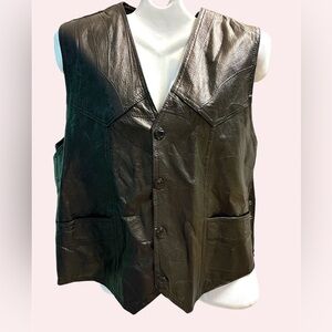 Black GENUINE HOG LEATHER VEST
BY ROCKY RANCH MIDEST-Size Large